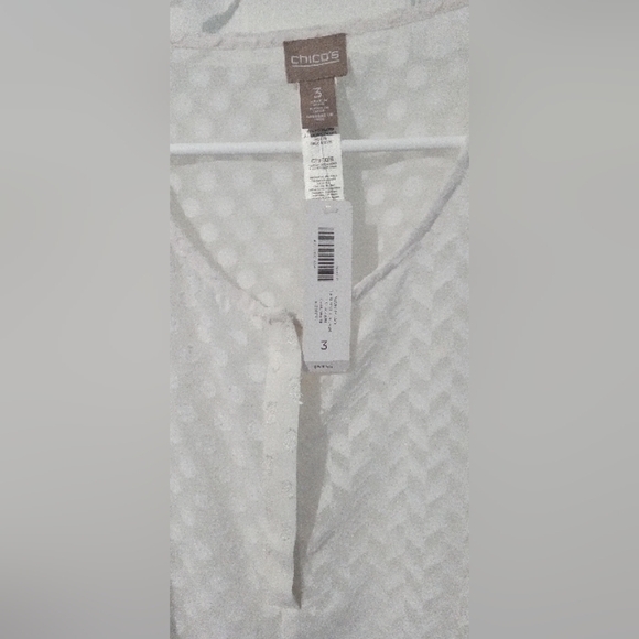 Chico's White 3/4 Sleeve Boxy Blouse - Picture 2 of 3